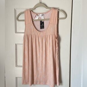 Kathy Ireland pajama set peach L, long pants tank tee top soft New With Tags